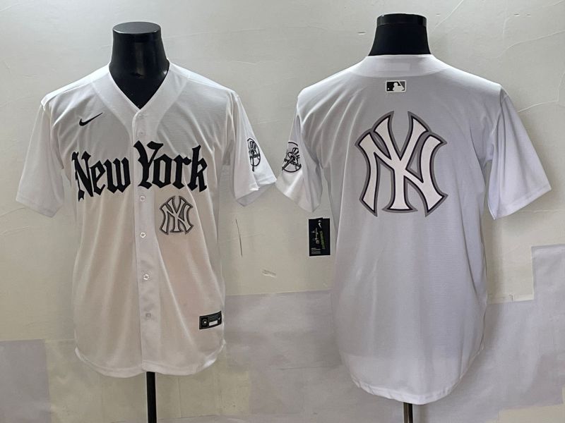 Men 2025 New York Yankees Blank White Five generations Joint Name Nike MLB Jersey style 85->new york yankees->MLB Jersey